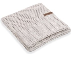 Knit Factory Vinz Gebreid Plaid - Woondeken - plaid - Wollen deken - Kleed - Beige - 160x130 cm