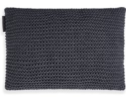 Knit Factory Vinz Sierkussen - Rechthoekig kussen - Kussen woonkamer - Bank kussen - Decoratie kussen - Antraciet - 60x40 cm - Kussenhoes inclusief kussenvulling