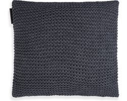 Knit Factory Vinz Sierkussen - Vierkant kussen - Kussen woonkamer - Bank kussen - Decoratie kussen - Antraciet - 50x50 cm - Kussenhoes inclusief kussenvulling
