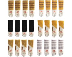 Knitted Stoel Sokken met Schattige Kat Poten - 24 Stuks, Antikras en Geluiddempende Bescherming voor Meubelpootjes