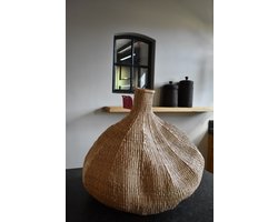 Knoflookmand Ø 48 cm - handgeweven basket - mand knoflook - natuurlijke palmvezels ilala - bohemian - landelijk - Scandinavisch - modern (44)
