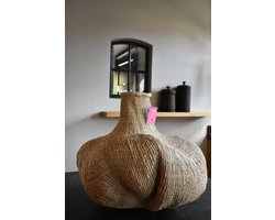 Knoflookmand Ø 49 cm - handgeweven basket - mand knoflook - natuurlijke palmvezels ilala - bohemian - landelijk - Scandinavisch - modern (45)