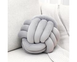 Knoopkussen Balkussen Knoop, Zachte Decoratieve Kussens Voor Thuis, Handgemaakt Geknoopt Rond Kussen Kussen voor Decoratie Slaapkamer, Woonkamer, Bank, Fauteuil, Fotografie Rekwisieten Kussen, Zilver, 20cm