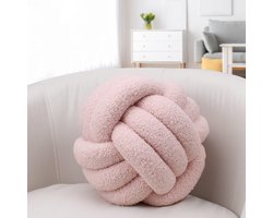 Knoopkussen, esthetische imitatie pluche knoopkussens, decoratieve sierkussens, zacht handgemaakt kussen voor thuisdecoratie (roze 28 cm)