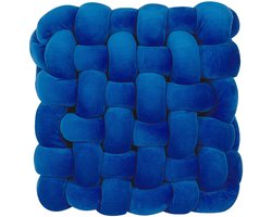 Knoopkussen fluweel blauw 30 x 30 cm SIRALI
