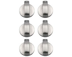 Knop Gasknop - 6 Stuks - Gasfornuisschakelaar - Kunststof - Ovenknoppen - Universele Knoppenset Voor Gaskookplaat - Keukengereedschap - Voor Gasfornuis, Gas Oven, Inductie Fornuis - Keukengereedschap - 6mm - Zilver