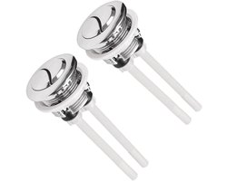 Knop voor dubbele spoeling van het toiletreservoir - WC-knop - Accessoire voor toiletspoeling - Knop voor spoeling van het toiletreservoir - Reserveonderdeel voor badkamerreservoir - 38 mm - 2 stuks - Zilver