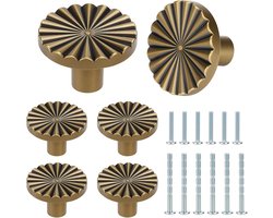 Knoppen goud ronde meubelgrepen vintage zinklegering handgrepen met een schroef voor kast, commode, badkamer, keuken, slaapkamer, robuust en duurzaam, 6 stuks