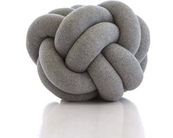 Knot Gebreid Kussen | Decoratief Sierkussen | 30x30 cm | Katoen | Lichtgrijs Melange | Wonen | Woonaccessoires | Sierkussen