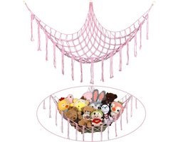 Knuffelbed-opbergnet voor kinderkamer - Ruimtebesparende organizer - 2 stuks - Roze