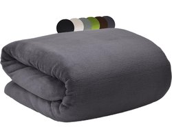 Knuffeldeken 150 x 200 cm - Warme Fleece Deken - Donzige Woondekens en Bedspreien - Antraciet