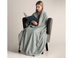 Knuffeldeken fleece knuffelzachte sprei 220 x 240 cm lichtgrijs