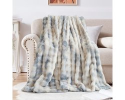 Knuffeldeken konijn pluche deken superzachte deken dikke 1000 g/m² flanellen deken warme deken bankdeken veelzijdige deken voor bed bank slaapkamer kantoor tie dye blauw 130 x 160 cm