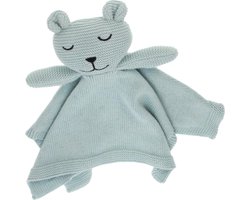 Knuffeldoekje-Beertje-blauw-gebreid-katoen-kraamkado-Meander