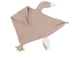 Knuffeldoekje Gans - Katoen - Hydrofiel - Baby - Kind - 40x20cm - Licht bruin/Oud Rose
