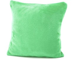 Knuffelkussen Flanel - Sierkussen Pluche - Woonkamer Decoratie - Super Zacht Materiaal - 40x40 cm - Appelgroen
