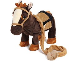 Knuffelpaard - Donker bruin – Loopt lopend Lopende – Speelgoed – Electrisch – Muziek – Batterijen – Bewegend – Kerst – Sinterklaas – Cadeau – Hinniken – Pony – Paard – Pluche – Horse – Toy – Kinderen – Jongen Meisje