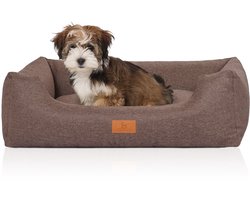 Knuffelwuff Hondenbed Lotte van velours met fijn handgeweven karakter M-L 85 x 63cm grijsbruin