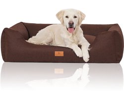 Knuffelwuff Hondenbed Lotte van velours met fijn handgeweven karakter XXL 120 x 85cm bruin