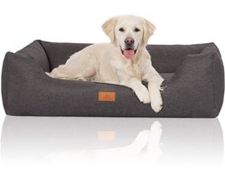 Knuffelwuff Hondenbed Lotte van velours met fijn handgeweven karakter XXL 120 x 85cm grijs