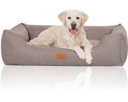 Knuffelwuff Hondenbed Lotte van velours met fijn handgeweven karakter XXL 120 x 85cm lichtgrijs