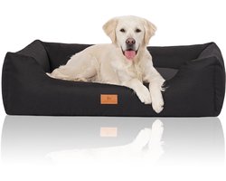 Knuffelwuff Hondenbed Lotte van velours met fijn handgeweven karakter XXL 120 x 85cm zwart