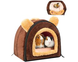 Knus schuilplaatshuisje voor cavia's en konijnen - Bed voor kleine dieren zoals cavia's, konijnen, hamsters, ratten en chinchilla's Grotbed