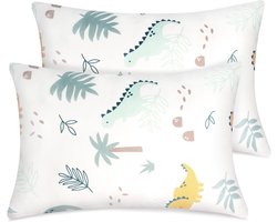 Knusse Gebreide Kinder Kussenhoes 40x60cm - 2-pack met Dinosaurussen Patroon voor Peuters en Baby's