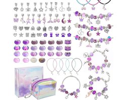 Knutselkoffer voor Meisjes en Jongens - Knutseldoos - Armbandjes Maken - Kinderspeelgoed 1 Jaar en Ouder - Paars