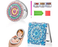 Knutselset voor kinderen, meisjes, cadeaus vanaf 4, 6, 7, 8, 9 jaar, diamondpainting, spiegeldecoratie, hangende 5D-diamant, schilderij, compacte spiegel met mandala-diamant,