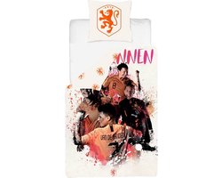 KNVB Leeuwinnen - Dekbedovertrek - Eenpersoons - 140x200 cm + 1 kussensloop 60x70 cm - Wit