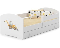 KOBI Kinderbed LUK wit | met lade-opslag | 160 x 80 cm | jongensbed klein meisjesbed voor kinderen | met matras en frame | de babykamer | eenpersoonsbed met barrière Balustrade