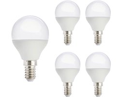 Kobi LED Lamp Mini Bolvorm E14 7W - 600lm - 3000K - 230V - Voor Wandlamp, Kroonluchter of Bedlamp - 5 stuks