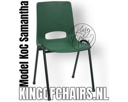 KoC Samantha groen met zwart onderstel. Kantinestoel stapelstoel kuipstoel vergaderstoel tuinstoel kantine stoel stapel stoel tuin kantinestoelen stapelstoelen kuipstoelen kerkstoel bistrostoel schoolstoel stapelbare stoel De Valk 3320 bezoekersstoel
