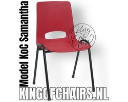 KoC Samantha rood met zwart onderstel. Kantinestoel stapelstoel kuipstoel vergaderstoel tuinstoel kantine stoel stapel stoel tuin kantinestoelen stapelstoelen kuipstoelen arenastoel bistrostoel schoolstoel stapelbare stoel De Valk 3320 bezoekersstoel