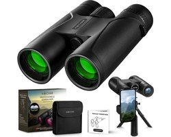 Kochar Verrekijker - 12x42 - Incl. Tripod en Telefoonhouder - BAK4 - Waterdicht - Verrekijker voor volwassenen & kinderen - Groene lens
