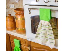 Kochere 2 Keukendoek - Keukendoeken - Katoenenen Theedoeken - Horeca Kwaliteit - Hoogwaardige katoen - Theedoeken - 40x20 - Groen - Wit