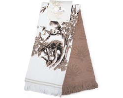 KOCHERE - Theedoeken - Keukendoeken - Vaatdoek - Theedoeken en keukendoeken set - 2 delige - 100% Katoenen- 40x60 cm- Bruin