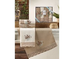 KOCHERE - Theedoeken - Keukendoeken - Vaatdoek - Theedoeken en keukendoeken set - 2 delige - 100% Katoenen - 40x60 cm - Bruin