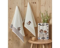KOCHERE - Theedoeken- Keukendoeken - Wafeldeken - Vaatdoek - Theedoeken en keukendoeken set - Keukenhanddoeken - 2 Delige - 50x70 cm