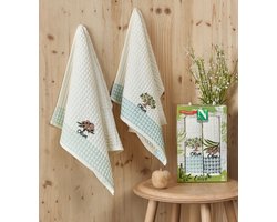 KOCHERE - Theedoeken- Keukendoeken - Wafeldeken - Vaatdoek - Theedoeken en keukendoeken set - Keukenhanddoeken - 2 Delige - 50x70 cm