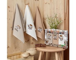 KOCHERE - Theedoeken- Keukendoeken - Wafeldeken - Vaatdoek - Theedoeken en keukendoeken set - Keukenhanddoeken - 3-Delige set