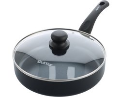 Kochstar Essenz Keramische Hapjespan met deksel - 26cm - 3L - PFAS-vrij - Inductie hapjespan - Inductie pan - Keramische anti-aanbaklaag - Koelgreep - Ovenbestendig tot 130° C - Zwart