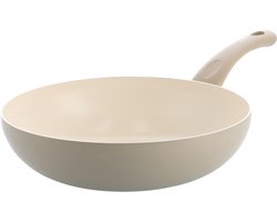 Kochstar Essenz Taupe Keramische Wokpan - 28cm - 3.57L - PFAS-vrij - Inductie wokpan - Inductie pan - Keramische anti-aanbaklaag - Koelgreep - Ovenbestendig tot 130° C - Taupe