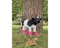 Koe laars fuchsia 28 cm hoog - polyester - polyresin -polystone - tuinkabouter - hoogkwalitatieve kunststof - decoratiefiguur - interieur - accessoire - voor binnen - cadeau - geschenk - tuinfiguur - tuinbeeldje - tuindecoratie