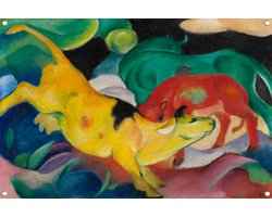 Koeien Rood Groen Geel - Franz Marc poster - Koeien poster - Tuinposter Dieren - Tuinposter - Tuin accessoires - Tuin decoratie wanddecoratie tuinposter 75x50 cm