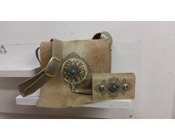 Koeienhuid damestas met bijpassende portemonnee