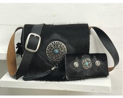 Koeienhuid damestas met bijpassende portemonnee