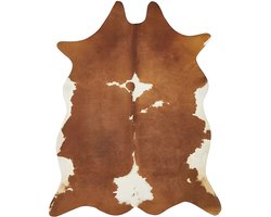 Koeienhuid tapijt Amarillo van kunstbont - tapijt slaapkamer woonkamer imitatiebont in fotoprint 125 x 155 cm crème-bruin