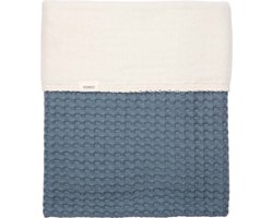 Koeka ledikantdeken cotton fleece wafel Amsterdam bluestone 100x150